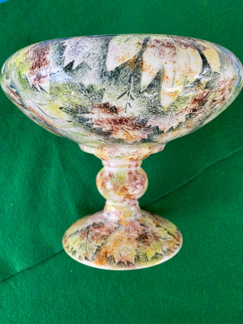 Vintage Hand Painted Leaf, Flower Bowl